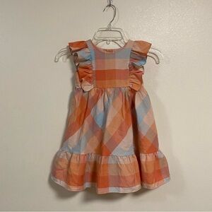 Bonnie Jean Pastel Plaid Pinafore Ruffle Summer Dress Girls 4